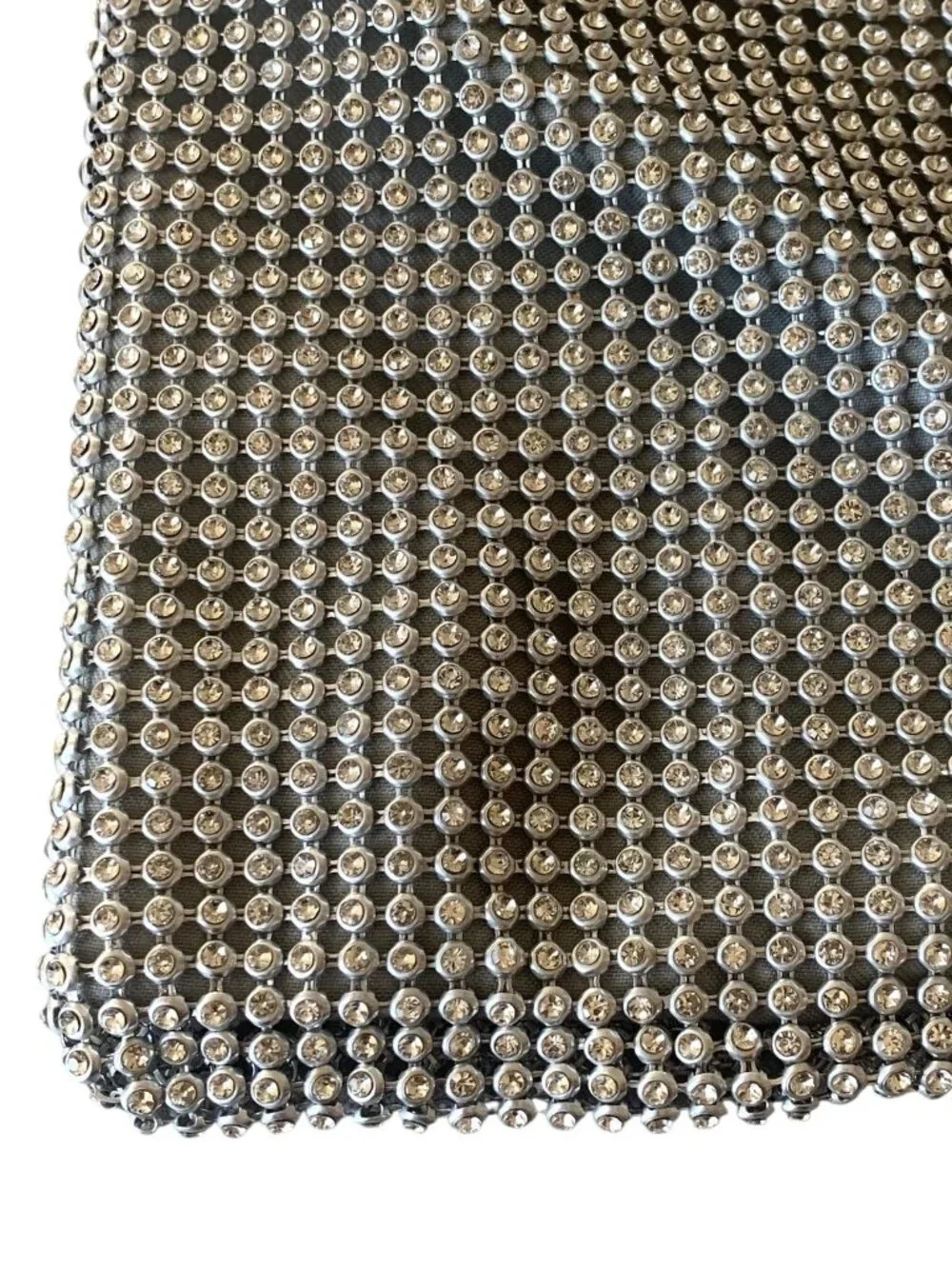 UNBRANDED Silver Rhinestone Small Bedazzled Evening Baguette Style Bag Purse